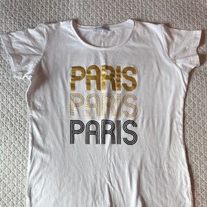 Air de Paris 'Paris' Graphic Tee with Gold & Black Print